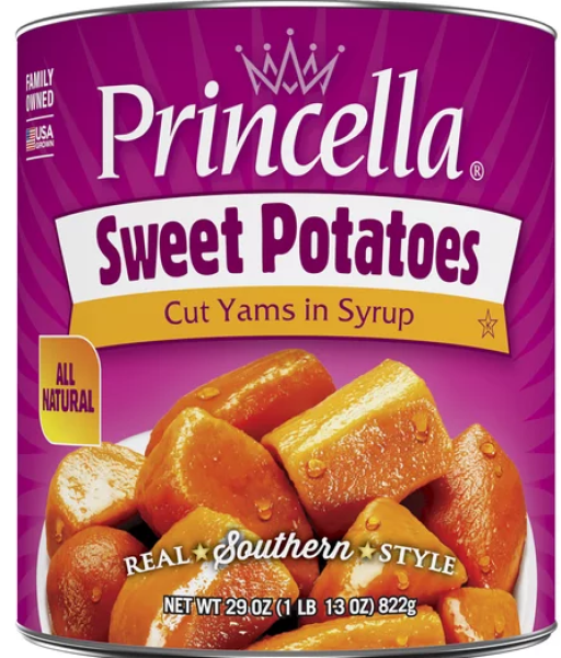 PRINCELLA Sweet Potatoes Cut 'Yams' in Syrup, real Southern Style 822 gr